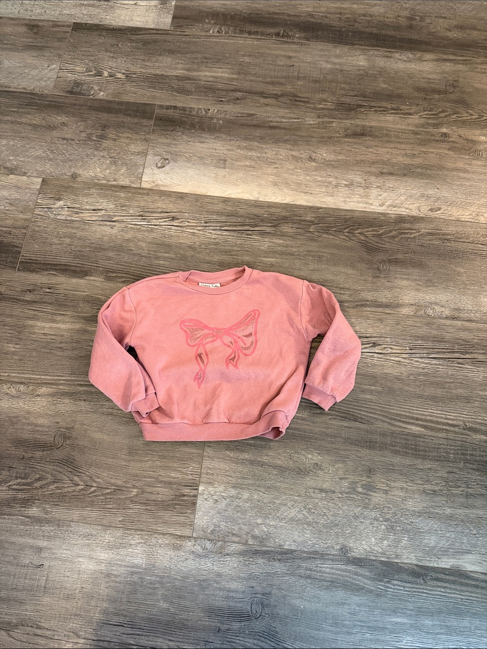 Happy Kids Pink Girls Sweatshirt with Bow Graphic